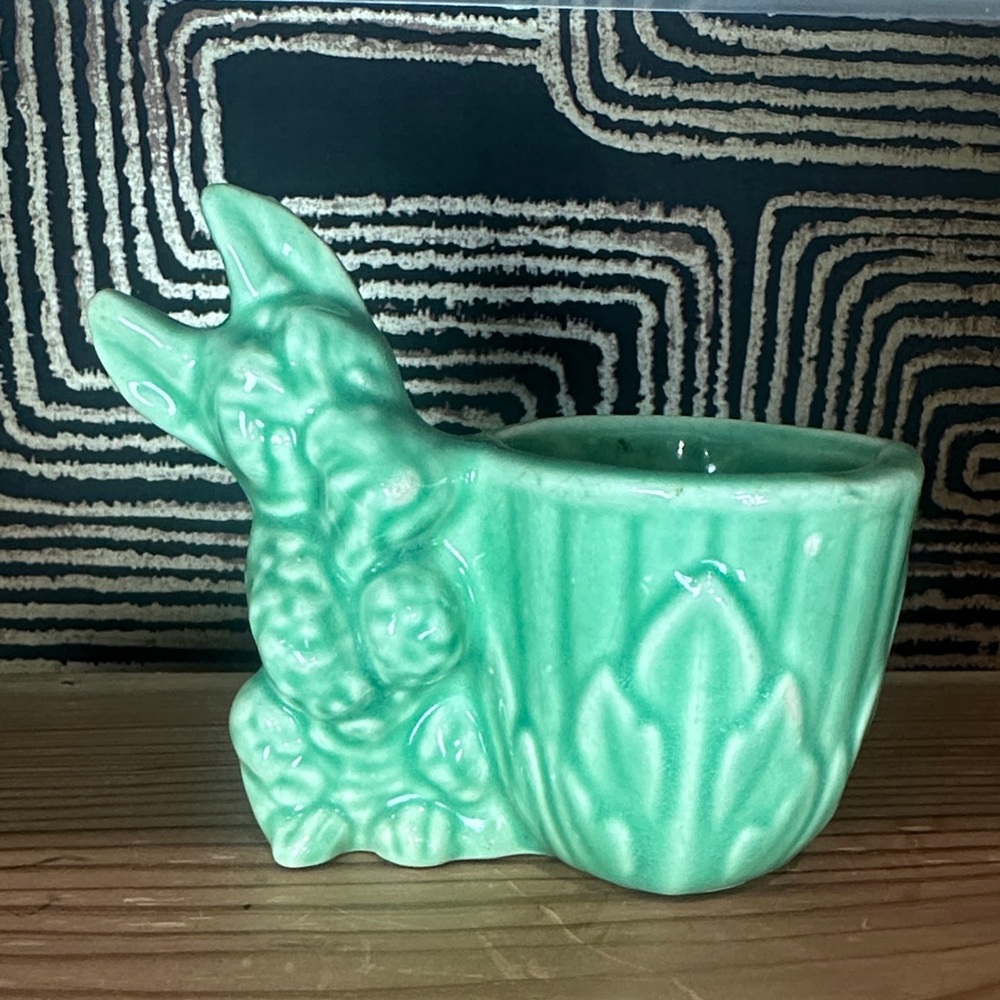 Green Ceramic Dog  Planter